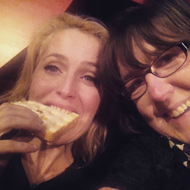 Sharing a toastie with Gillian Anderson