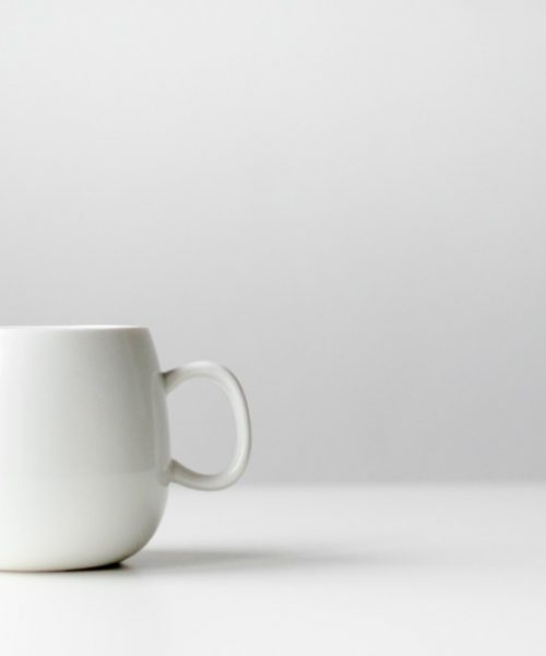A white mug on a white background
